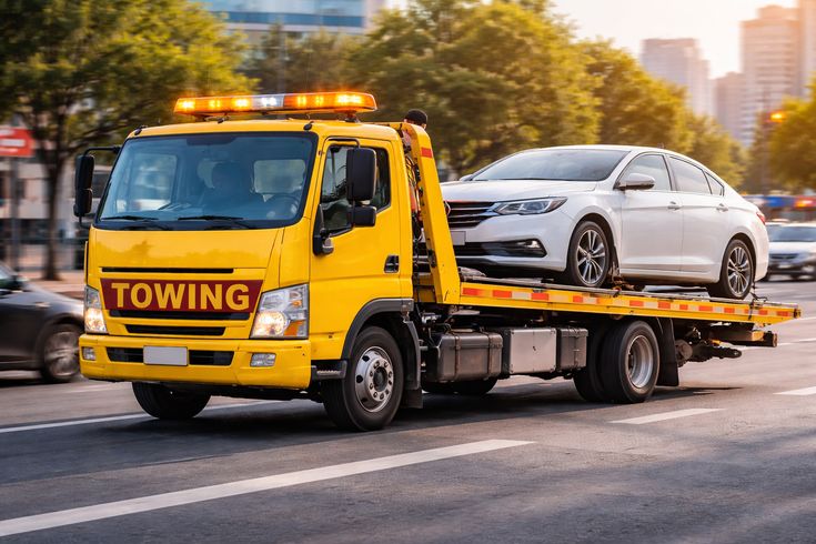 Tow truck at night